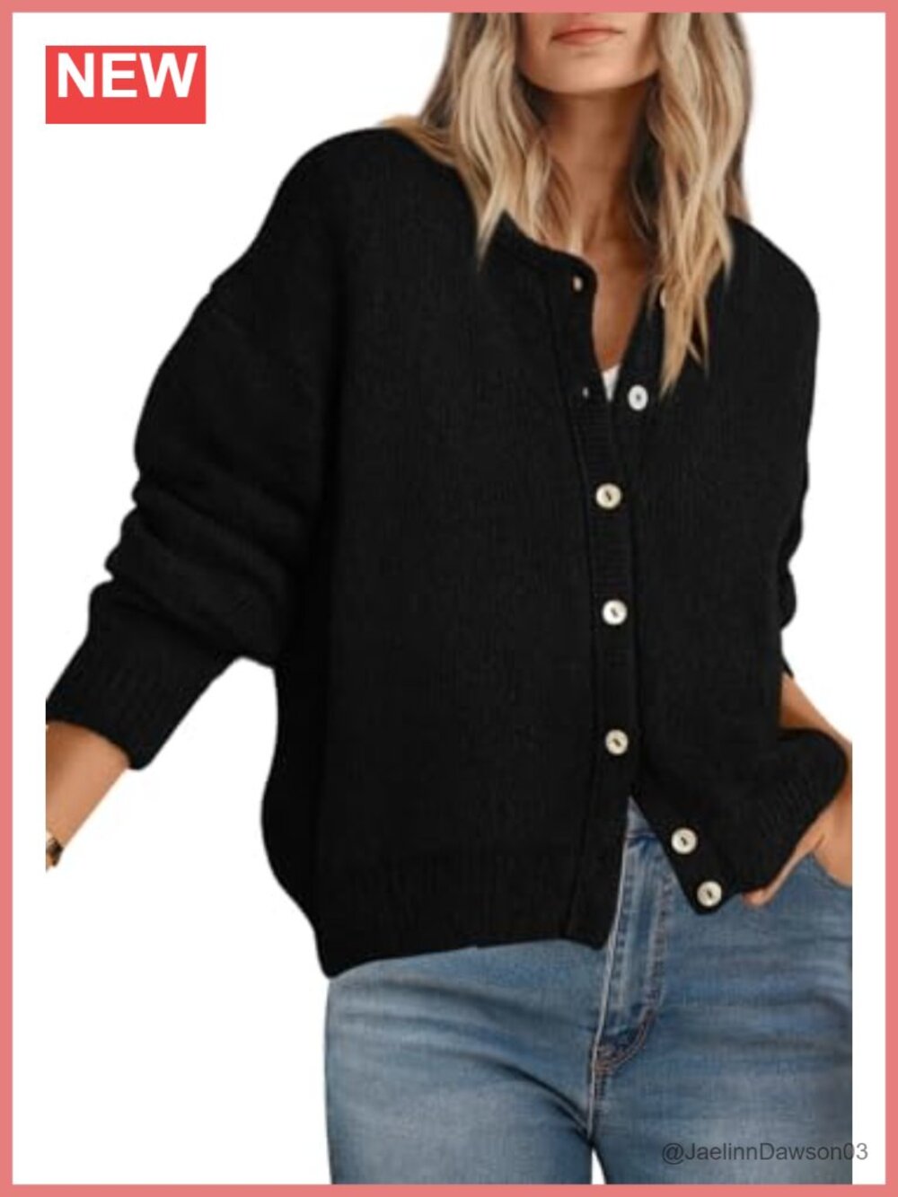 Long Sleeve Crewneck Button Down Cardigan Sweater